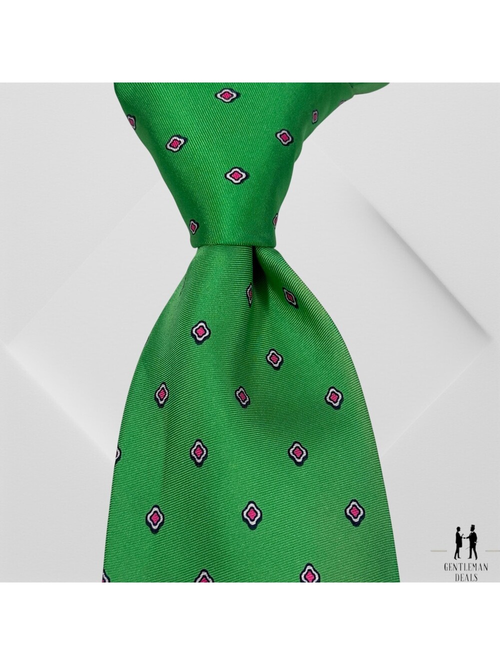 Bird Dog Bay AOP Golf Silk Neck Tie Blue Geometrics USA Made 60x3.1/4 Green